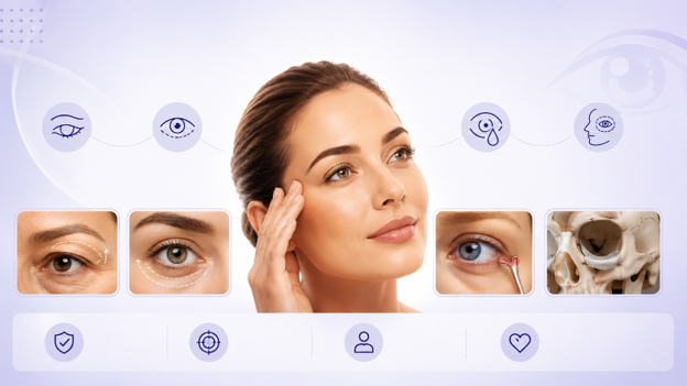 Vision types - near, intermediate and far vision illustration