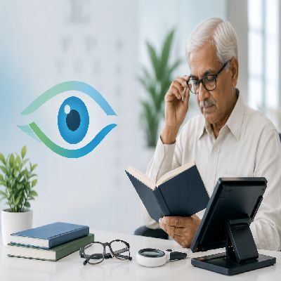 Doctor performing cataract examination