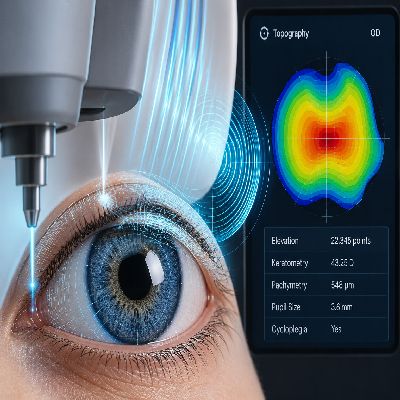 Doctor performing cataract examination