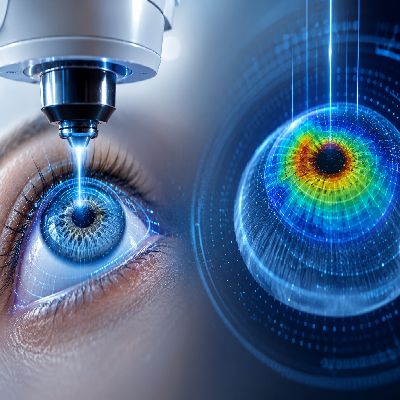 Doctor performing cataract examination