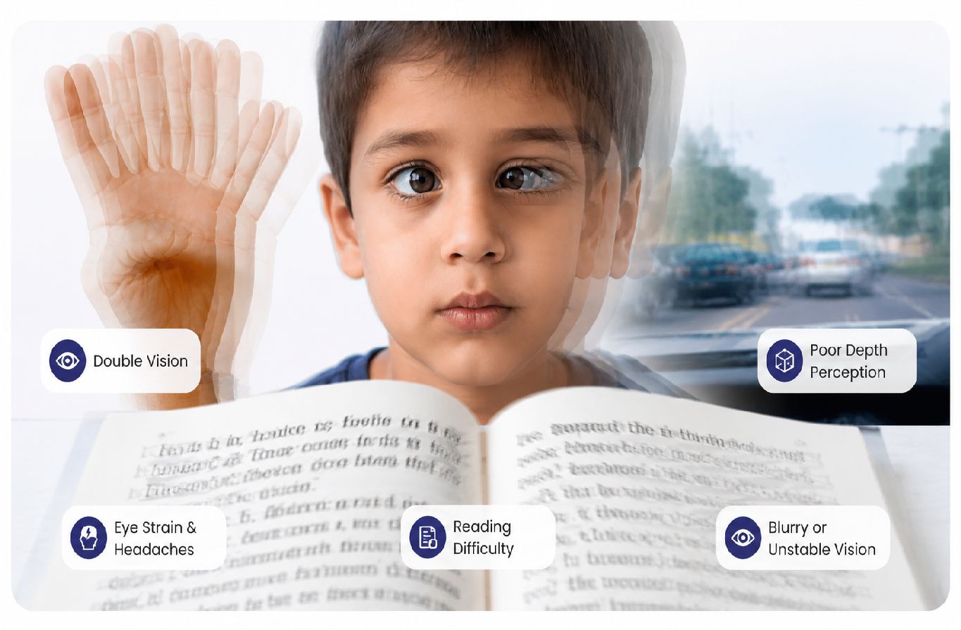 Vision types - near, intermediate and far vision illustration